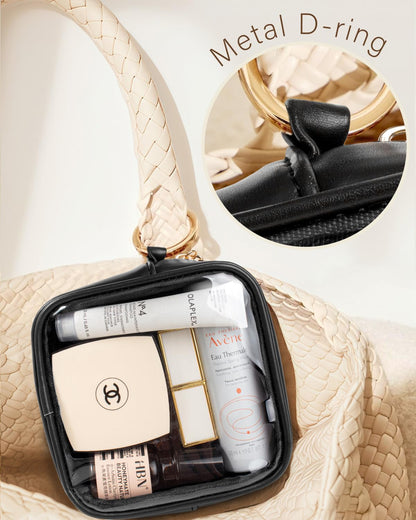 LETGO Clear Makeup Bags, TSA Approved Toiletry Bag with Zipper, Clear Makeup Organizer Fit Carry-on Travel Essentials,Clear Cosmetic Bags for Women Men (C-Beige)