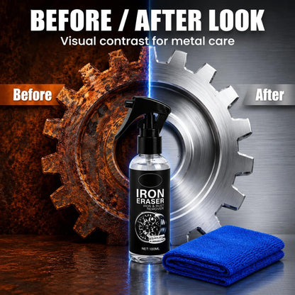 Iron Eraser Rust Remover Spray, Iron Eraser Iron and Rust Remover for Car Wheels and Paint, Fast Acting Rust and Brake Dust Remover, Professional Automotive Surface Cleaning(100ML)