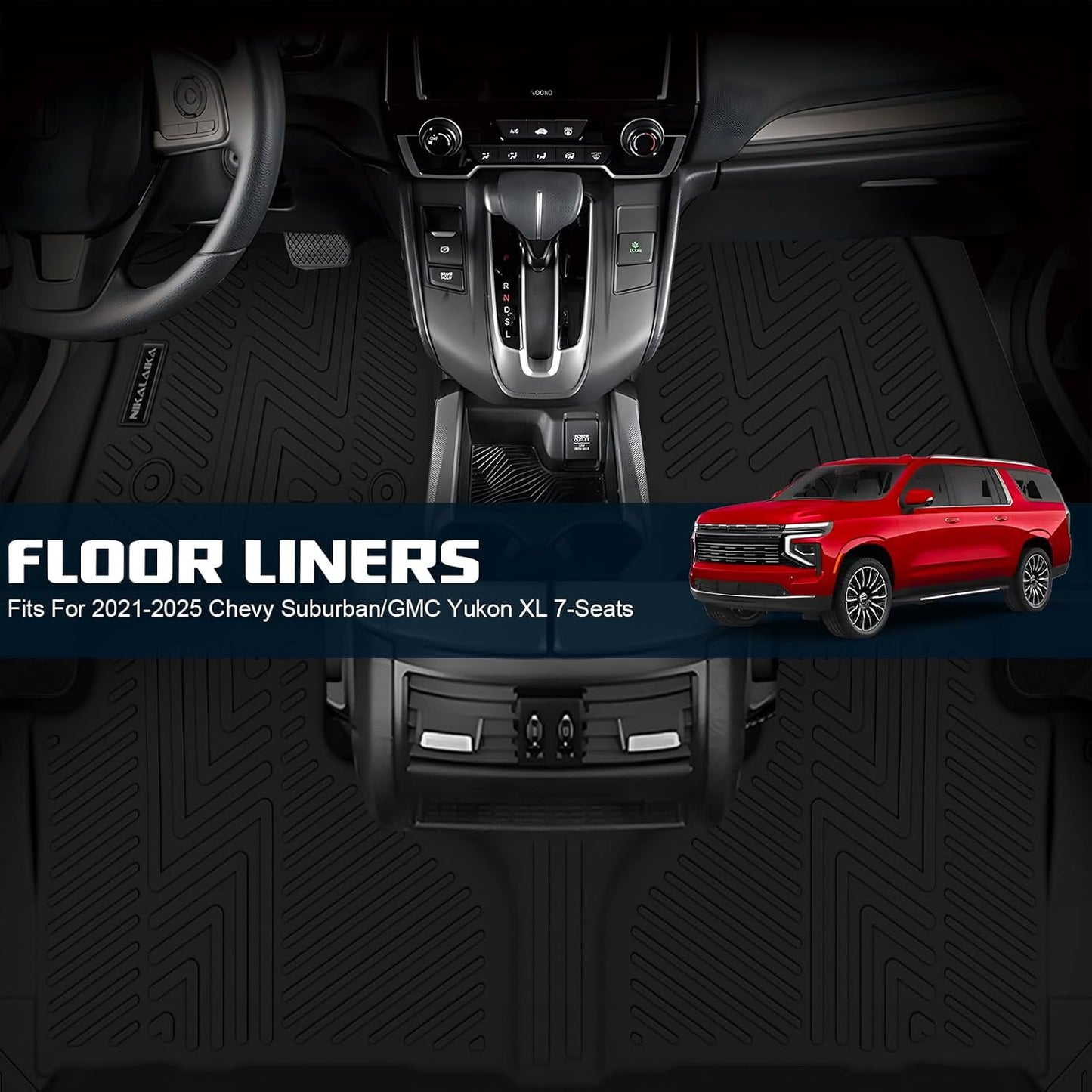 Floor Mats & Cargo Liner & Backrest Mat for 2024 2025 2026 Chevrolet/Chevy Trax All Weather Protection TPE Rubber Full Set Automotive Floor Liners Accessories, Odorless Anti-Slip, Black