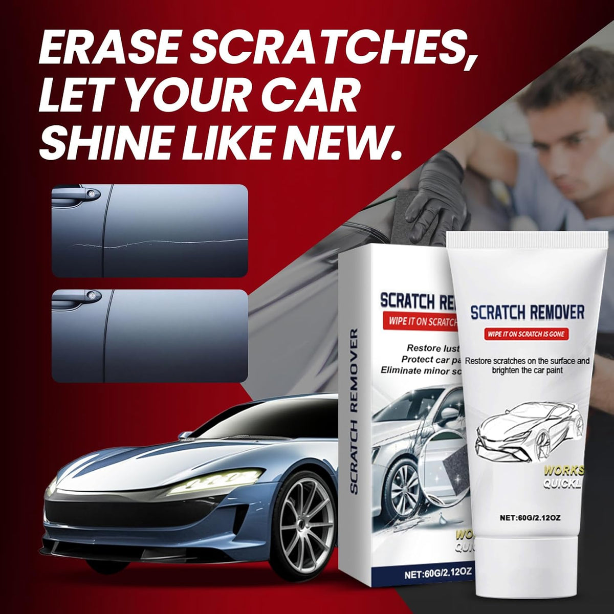 Car Scratch Remover, Multifunctional Scratch Remover for All Vehicles, 6PCS Nano Magic Cloth Car Scratch Removal Repair Kit Easily Removes Light Scratches, Swirls and Water Spots