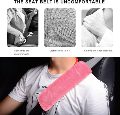 Sun Walker 2PCS Seat Belt Shoulder Pads, Fluffy Soft Plush Auto Seat Belt Pads for Protecting Your Neck & Shoulder, Comfortable Seatbelt Cover Warm Protective Cushion for Most Cars (Purple)