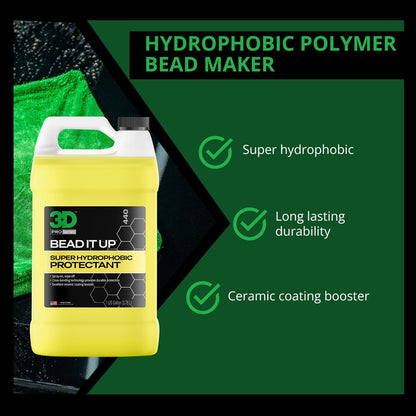 3D Bead It Up Ceramic Coating Booster Spray - Super Hydrophobic Bead Maker - Polymer Paint Protectant & Sealant 16oz.