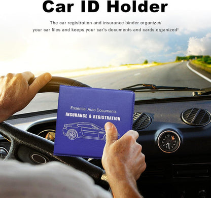 Yourkar 4PCS Car Registration Insurance Holder, Vehicle Glove Box Car Organizer with Magic Tape Closure, Driver License Keeper for Cars, Car Accessories (Big Car, Blue