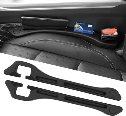 Car Seat Gap Filler 2-Pack, Universal Car Seat Gap Filler Organizer, Seat Gap Plug – Fills Gap Between Seat & Console, Drop-Proof Guard for Phones, Keys & Cards, Fits Cars, SUVs, Trucks, Black