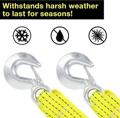 ATV Tow Strap with Hooks 20 ft,15000 lbs Towing Straps Heavy Duty with Hook 2 inch x 20 Foot Ropes for Trucks Vehicles Acessories,Cable for Truck Boat,Roadside Emergency Car Kit