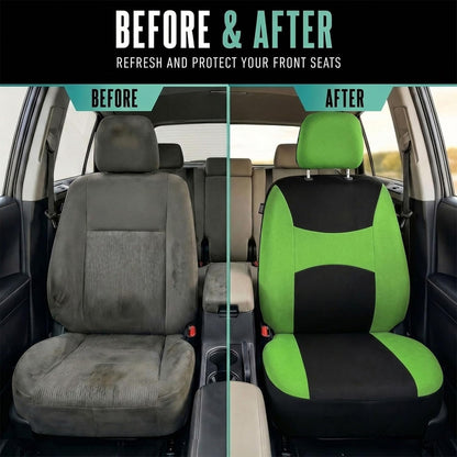 FH Group Full Set Cloth Car Seat Covers, Universal Fit Front and Split Bench Rear, Airbag Compatible, Washable for SUV, Sedan, Van - Black