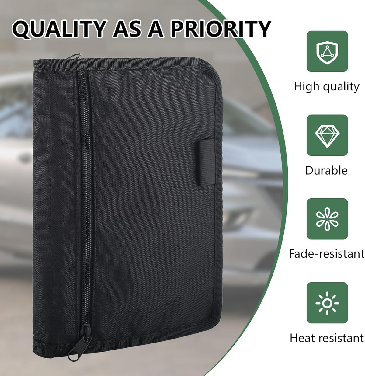 Car Registration and Insurance Holder,Glove Box Compartment Organizer,Zipped Design Owner Manual Case,Multi-Pocket Paperwork Glove Bag,Soft Document Organizer for Car Insurance License Cards Driver