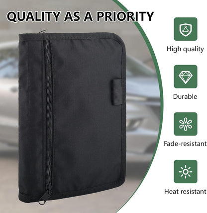 Car Registration and Insurance Holder,Glove Box Compartment Organizer,Zipped Design Owner Manual Case,Multi-Pocket Paperwork Glove Bag,Soft Document Organizer for Car Insurance License Cards Driver