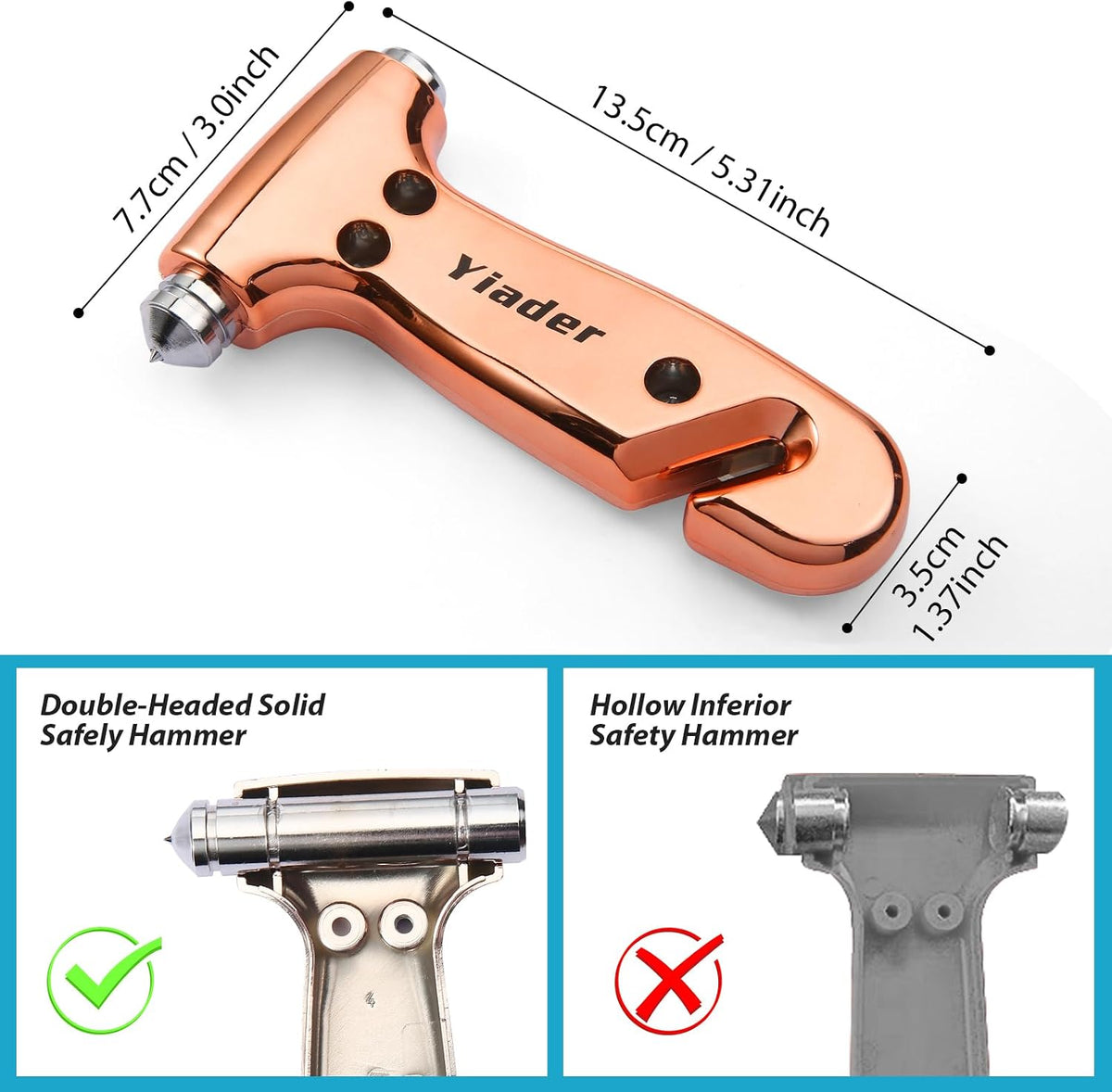 Window Breaker, 3-in-1 Emergency Escape Tool with seat Belt Cutter and Glass Breaker, Safety Emergency Car Escape Tool for Car, Electroplating Pink