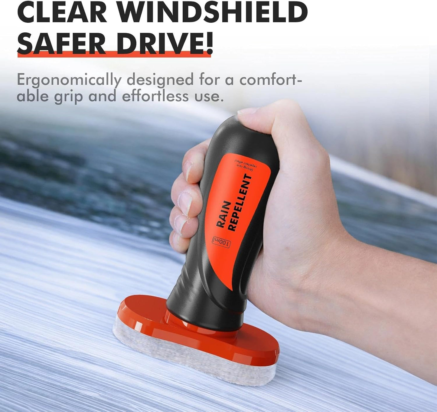 Glass Water Repellent Brush for Car,Hydrophobic Windshield Rain Repellent Coating Protection to Windows Mirrors,Improve Visibility Driving Safer Driving - 3.38 Fl oz