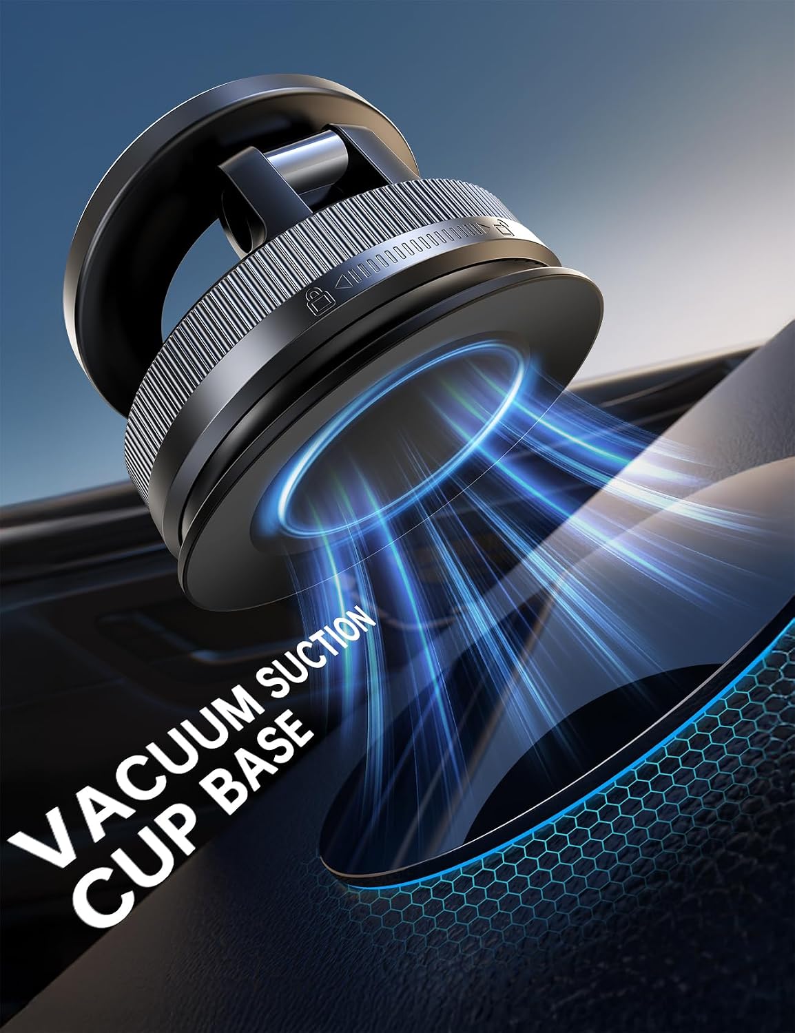 Coolpow【Newest Vacuum Magnetic Phone Holder for Car Phone Holder Mount【Movable Vacuum Suction】Magsafe Car Mount Cell Phone Holders for Your Car Accessories for Women Men for iPhone 17 16-Carbon Fiber