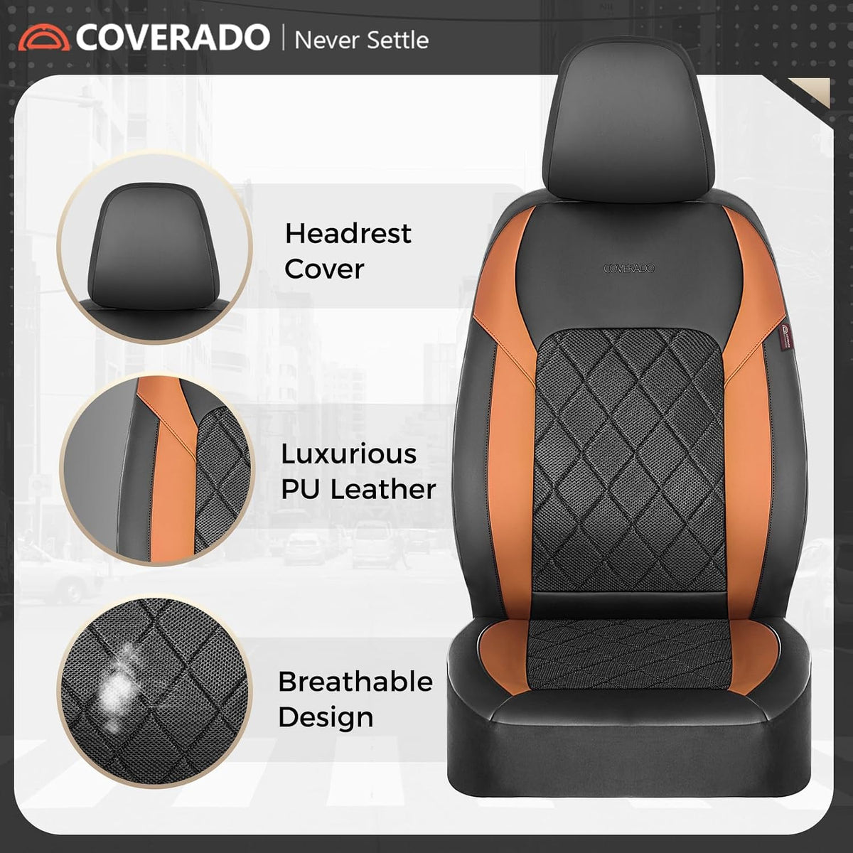 Coverado Car Seat Covers, Seat Covers Full Set, 5 Seats Automotive Seat Cover, Mesh Breathable Seat Protectors, Universal Fit for Most Cars