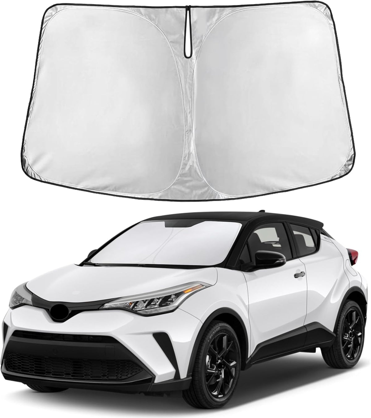 EcoNour Car Windshield Sun Shade | 2025 Upgraded Innovative No-Light-Pass Technology for Maximum Coverage | Foldable Sun Shade Keeps Your Vehicle Cool | Must-Have Car Accessories | Small (59" x 29") - Colors G