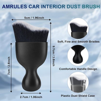 Amrules 2PCS Car Interior Detailing Brush, Auto Car Detailing Brush Dusting Brush, Soft Bristles Car Interior Cleaning Tool for Dashboard Interior, Exterior, Skylight, Leather, Dust Brush, Brown