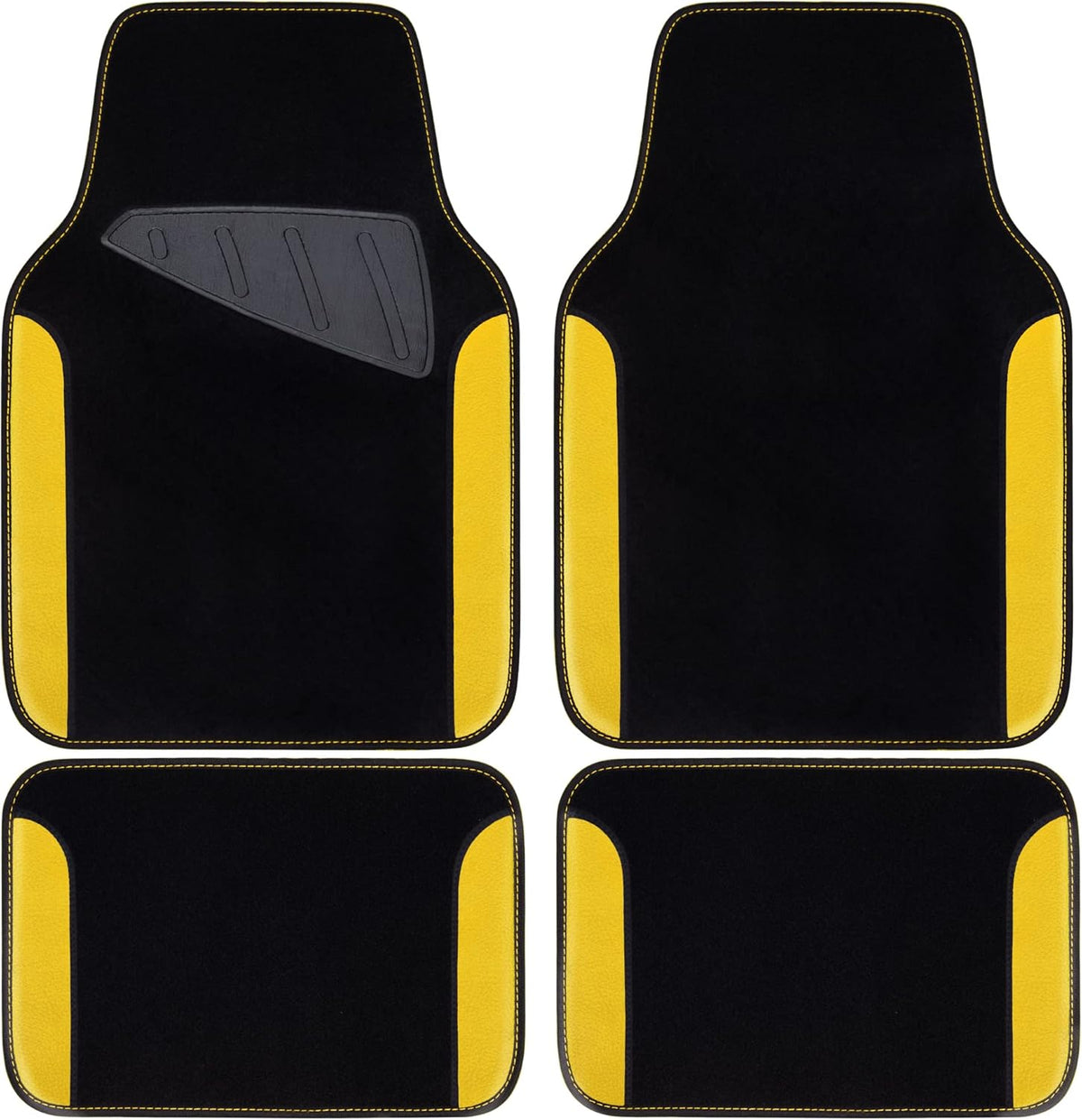 CAR PASS Waterproof Universal Fit Car Floor Mats, Faux Leather Car Carpet Mats, Black Car Mats with Anti-Slip Nibbs Backing & Driver Heel Pad Fit for SUV,Vans,sedans, Trucks,Set of 4pcs(All Black)