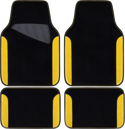 CAR PASS Waterproof Universal Fit Car Floor Mats, Faux Leather Car Carpet Mats, Black Car Mats with Anti-Slip Nibbs Backing & Driver Heel Pad Fit for SUV,Vans,sedans, Trucks,Set of 4pcs(All Black)