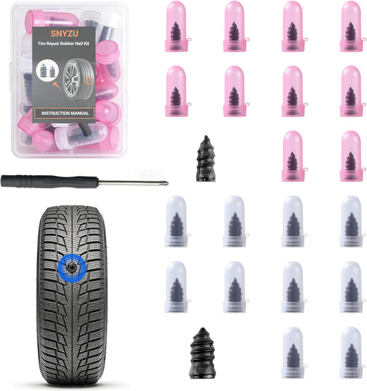 Tire Repair Rubber Nail Kit, Premium Spiral Screw-in Tire Plugs with 2 Sizes, Emergency Roadside Flat Tire Fix Tool for Car Truck Motorcycle Tractor ATV SUV - Fast Self Service Repair, 61 PCS