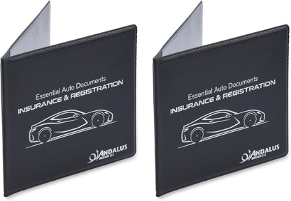 Andalus Auto Registration & Insurance Card Holder Pack of 2, Waterproof Essential Car Registration Holder with Hook & Loop Closure, Perfect for Every Vehicles Glove Boxes (White - 5 1/8" x 4 5/8")