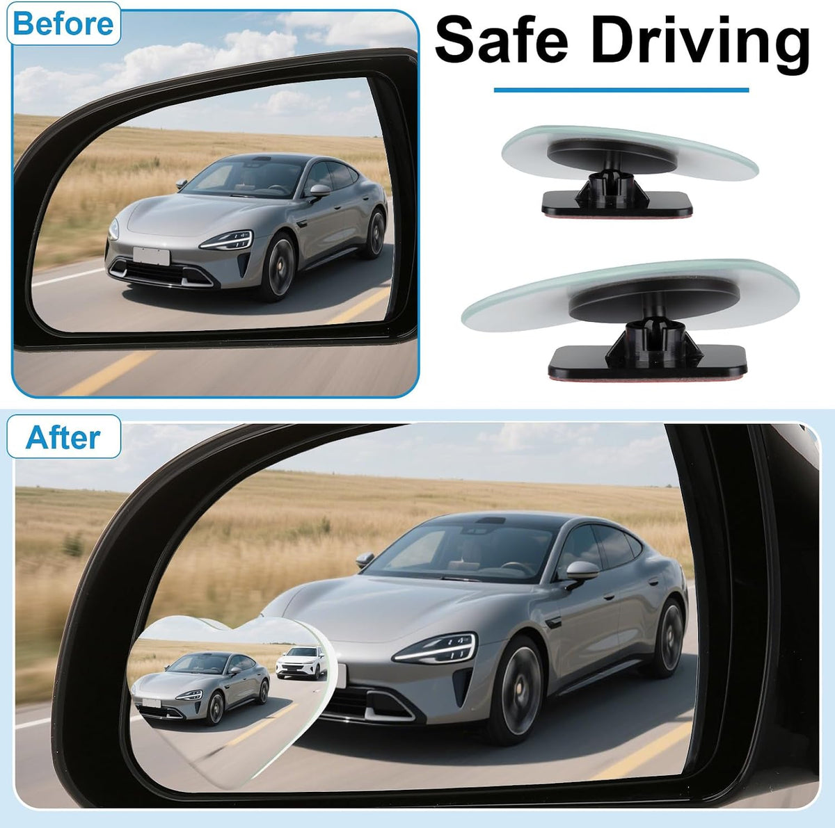 BFXM Blind Spot Mirrors 2 Pack, Car Accessories Frameless Side Mirror Blindspot Convex HD Glass, Side View Mirror Blindspot with Wide Angle Adjustable Stick for Car SUV and Trucks