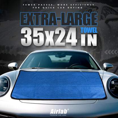 Airlab Microfiber Towels for Cars Wash Drying Thick Plush Cleaning Cloth Auto Detailing Super Absorbent for Interior & Exterior Lint Free, Streak Free, 16" X 16", 800 GSM, Pack of 4