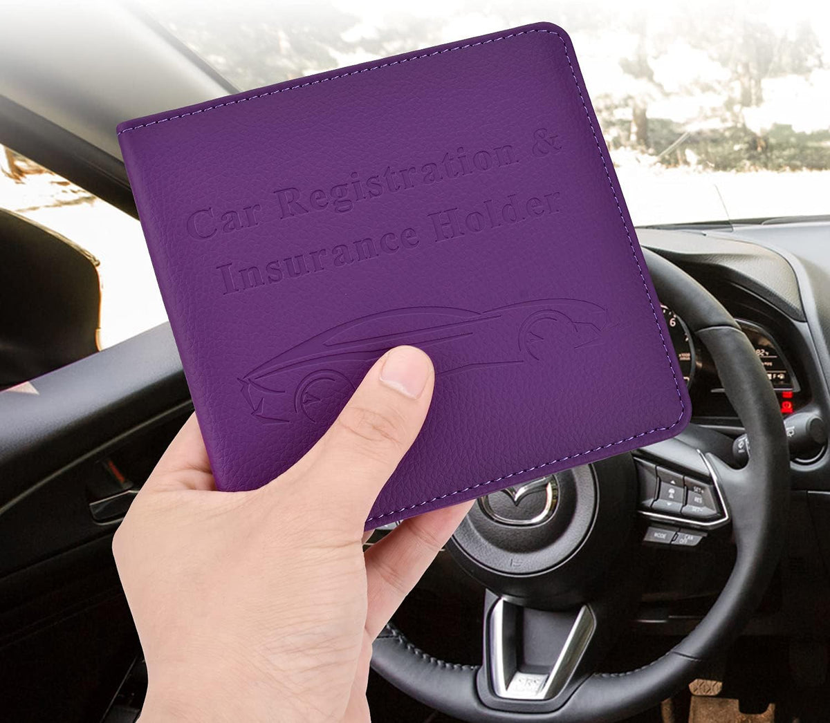 Car Registration and Insurance Holder, Car Accessories Vehicle Glove Box Car Organizer Women Wallet Case for Cards, Essential Document, Driver License by Cacturism, Pink | for Cards