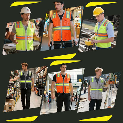 JKSafety Safety Vest for Men Women Hi Vis Relfective Vest with Pockets High Visibility Meet ANSI Standard