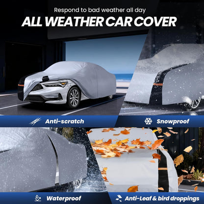 Large SUV Car Cover for Chevy Suburban 100% Waterproof All Weather, Heavy Duty Outdoor Full Exterior Covers Rain Sun Wind UV Protection. - Colors A