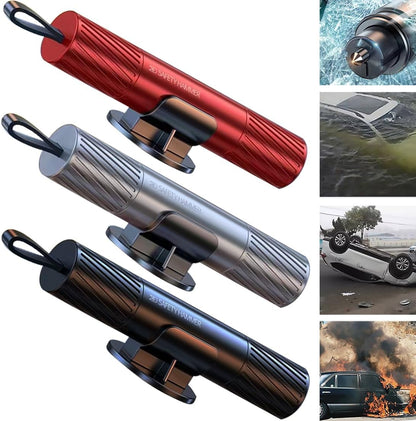 smosun Safehammer - Safe Hammer Glass Breaker Under Water, Car Hammer Seatbelt Cutter Window Breaker Emergency Escape Tool,Safehammer Glass Breaker for New Cars (3PCS Red & Black & Silver)