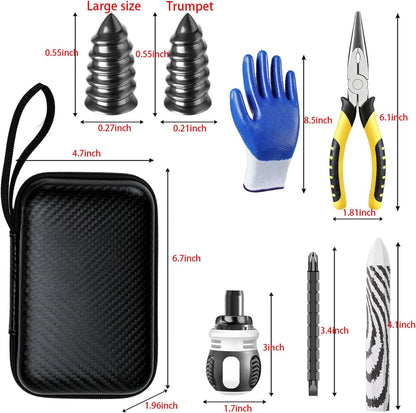 Tire Repair Kit, Tire Plug Kit, No Need to Remove Tire, Quick Flat Tire Repair Tool with Plug Screws, Portable Kit for Cars, Trucks, Motorcycles & SUVs