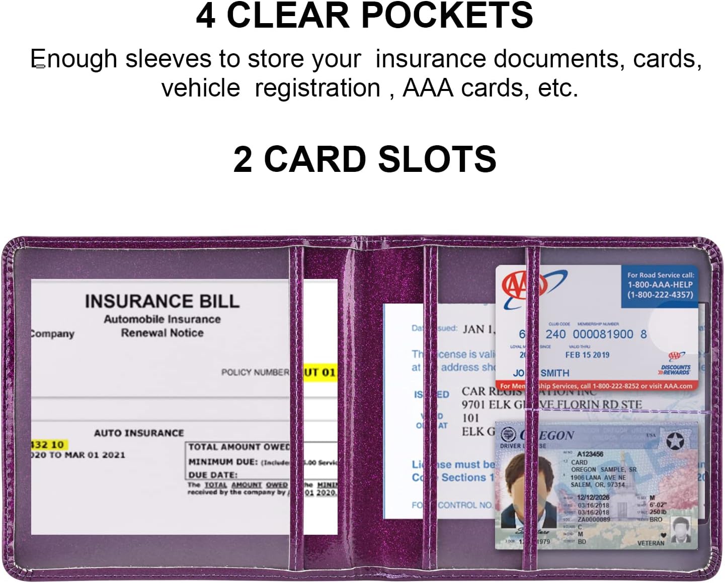 Car Registration and Insurance Holder, Car Accessories Vehicle Glove Box Car Organizer Women Wallet Case for Cards, Essential Document, Driver License by Cacturism, Pink | for Cards
