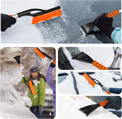 27" Snow Brush and Ice Scrapers for Car Windshield, Trucks, Car Accessories | 2 in 1 Detachable Snow Remover with Ergonomic Foam Handle