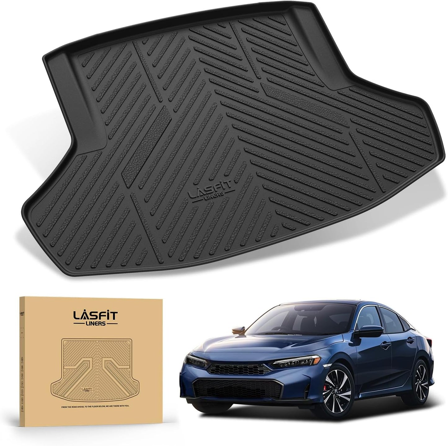 LASFIT Floor Mats for Honda CR-V 2026 2025 2024 2023 (Gasoline & Hybrid & e:FCEV), All Weather TPE Custom Fit Anti-Slip Pet Friendly Car Liners, 1st & 2nd Row Black