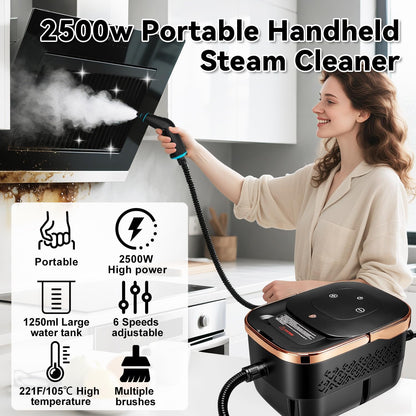 Steam Cleaner, 2500W Portable Handheld Steamer for Cleaning, Large Capacity Tank Pressurized Steam Cleaning Machine for Home, Car, Bathroom, Kitchen, Furniture, Grout, Floor, Tile
