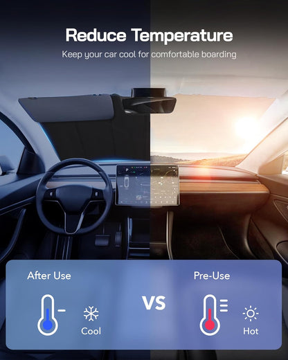 Pigenius Windshield Sunshade for Chevy Silverado/GMC Sierra 1500 2007-2013 (New Body Style Only), 2500HD/3500HD 2007-2014, Metallic Silver Finish