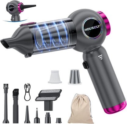 houscly Car Vacuum Portable Cordless 20000PA High Power 4-in-1 Compressed Air Duster & Air Blower & Pump Hand Held Vacuum with Brushless Motor for Car, Home, Office,Camping Ideal Gifts for Men & Women