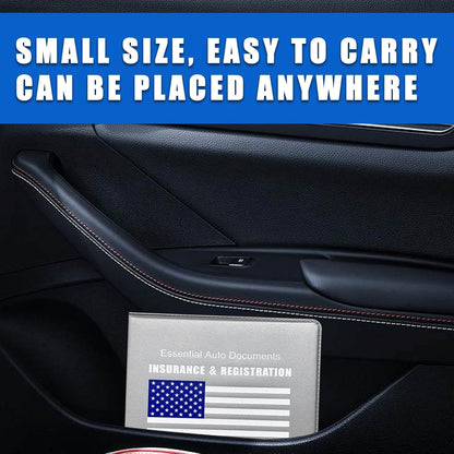 Ziciner Car Registration Insurance Holder, 2Pack Essential Auto Card Document Glove Box Organizer with Touch Fastener, Vehicle Interior Accessories Perfect for Most Car, Truck, SUV (Red/Small Car)