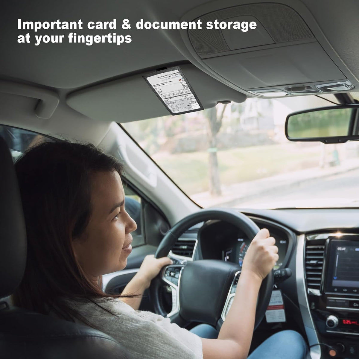 Registration Insurance Card Document Holder for Visor, Carrying Case for Registration and Insurance, Adjustable Visor Bag Drivers License Holder for Photo, Fit Most Car, SUV and Truck (Horizontally)