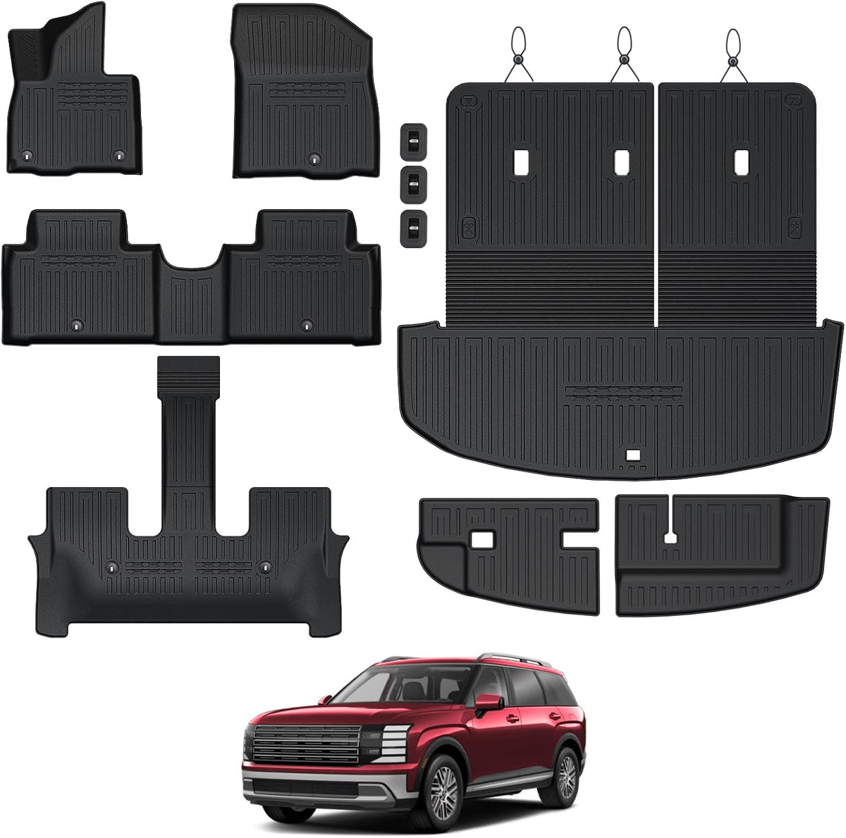 Floor Mats for Hyundai Elantra Gas 2021-2026, All Weather Floor Mats Trunk Cargo Liner and Door Sill Guards Accessories, Full Coverage Set (Not fit Hybrid Models)