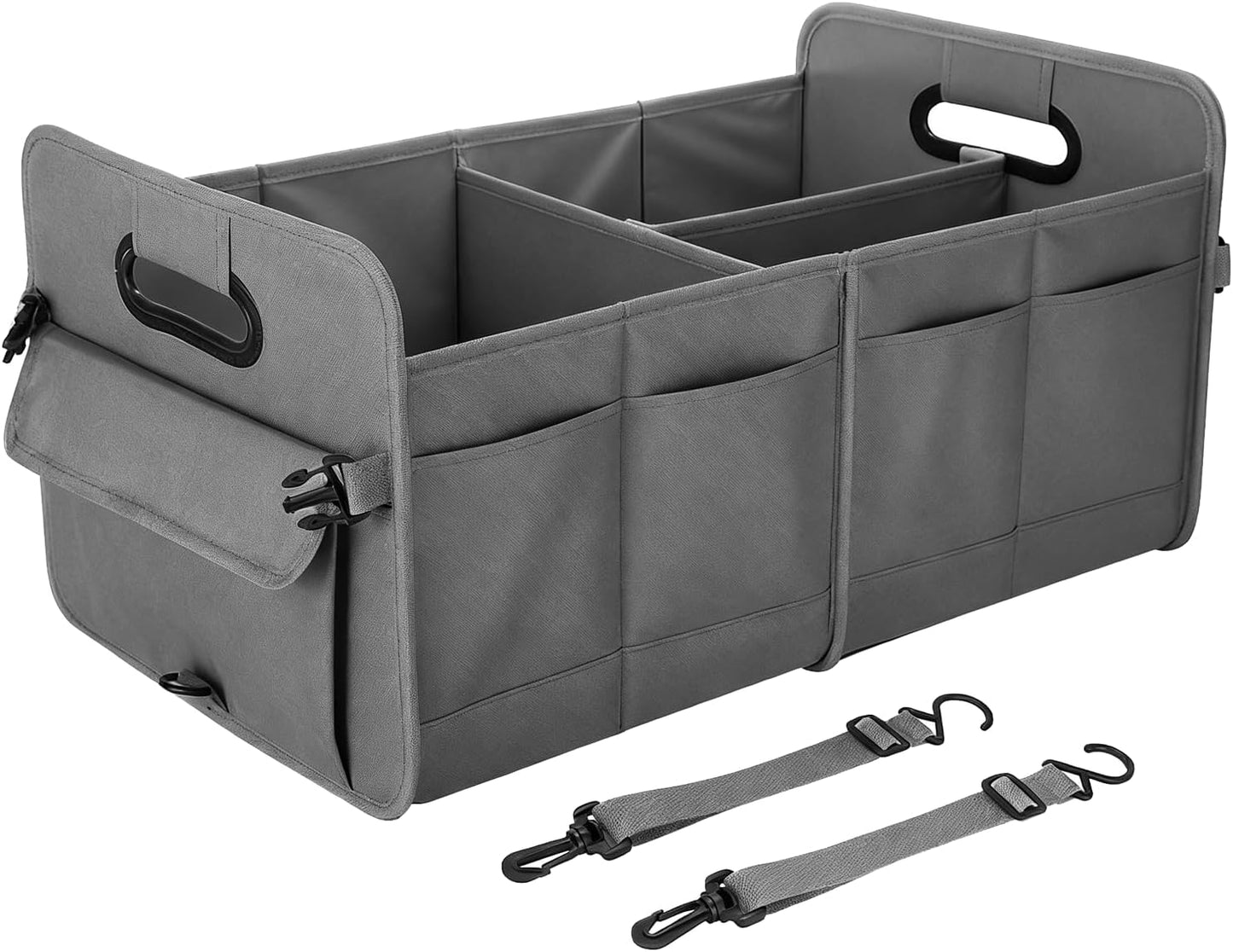 titiyiof Trunk Organizer For Suv & Sedan,Car Organizers and Storage, Waterproof Collapsible & Adjustable Straps,Sturdy Car Organization for Car Accessories, Tools,Food，Sundries,2-3 Compartment（Beige）