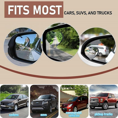 Heart Shaped Blind Spot Mirrors 2 Pack, Large Wide Angle Convex Mirror for Car Side Mirror Blindspot - Enhanced Safety Rear View Mirror Accessories, Universal Fit for Cars SUVs Trucks (2.36"×2.2")