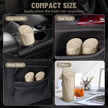 Car Trash Can Bin with Lid - Car Garbage Can Cup Holder - Pink Mini Leakproof Vehicle Garbage Bin with 20pcs Trash Bags - Automobile Organizers and Storage for Front Back Seat Accessories