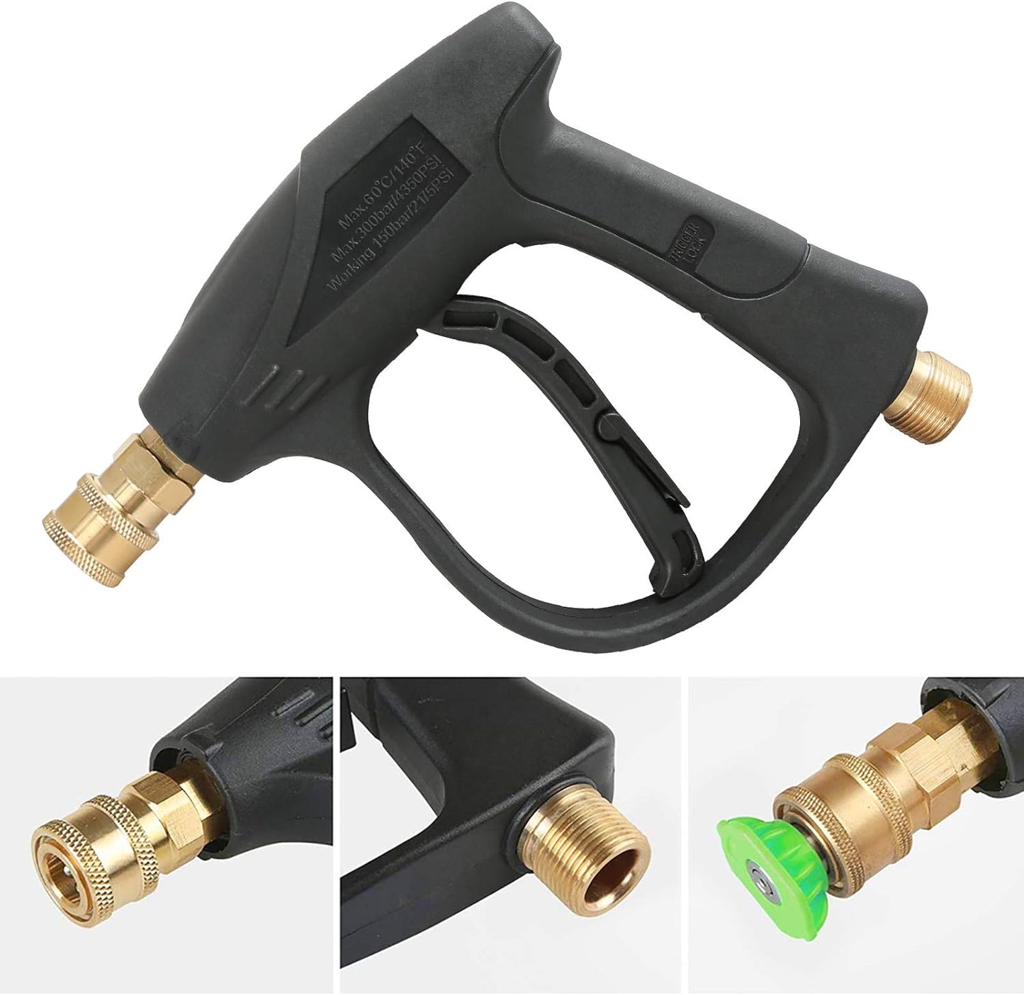 Sooprinse Foam Cannon Kit with Pressure Washer Short Gun, 1 L Snow Foam Lance with 1/4 Inch Quick Connector, Foam Blaster with Pressure Washer Gun,4000 PSI, Black