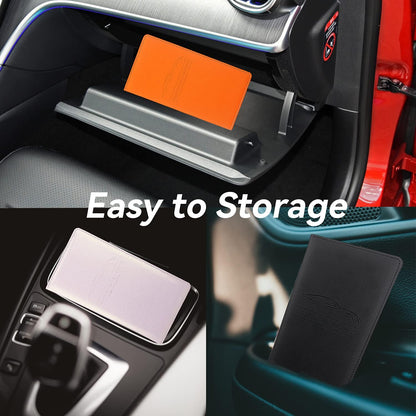 Car Registration and Insurance Holder, Premium Pu Leather Vehicle Glove Box Organizer - for Driver License, Cards & Essential Documents (L-Orange)
