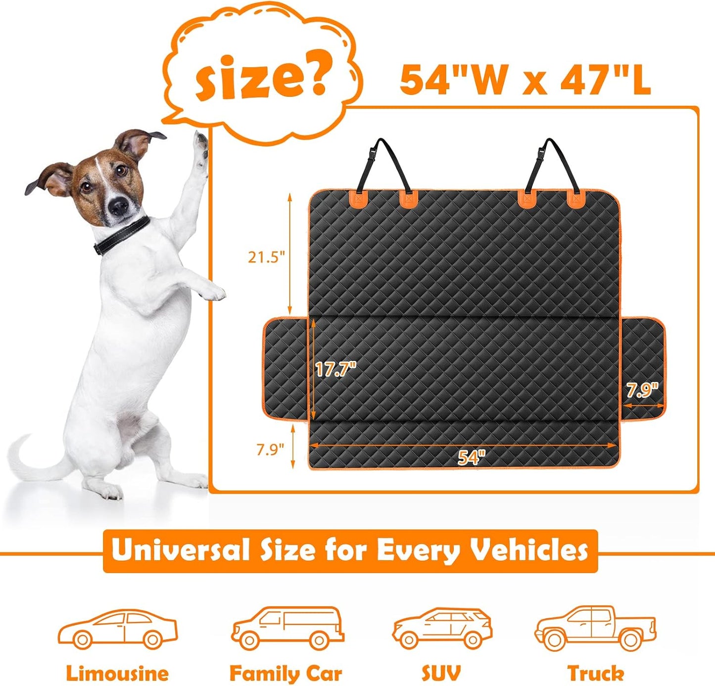 MIXJOY Dog Seat Cover for Back Seat Waterproof Dog Seat Covers for Cars, Car Seat Protector for Dogs, Nonslip Back Seat Cover for Trucks & SUV