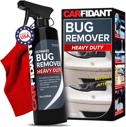 Carfidant Bug and Tar Remover for Cars Exterior with Ceramic Coating - Easily and Safely Clean Bug Splatter, Bird Poop from Paint, Plastic, Rubber, Metal, Chrome, Glass - Pre Wash for Car Detailing
