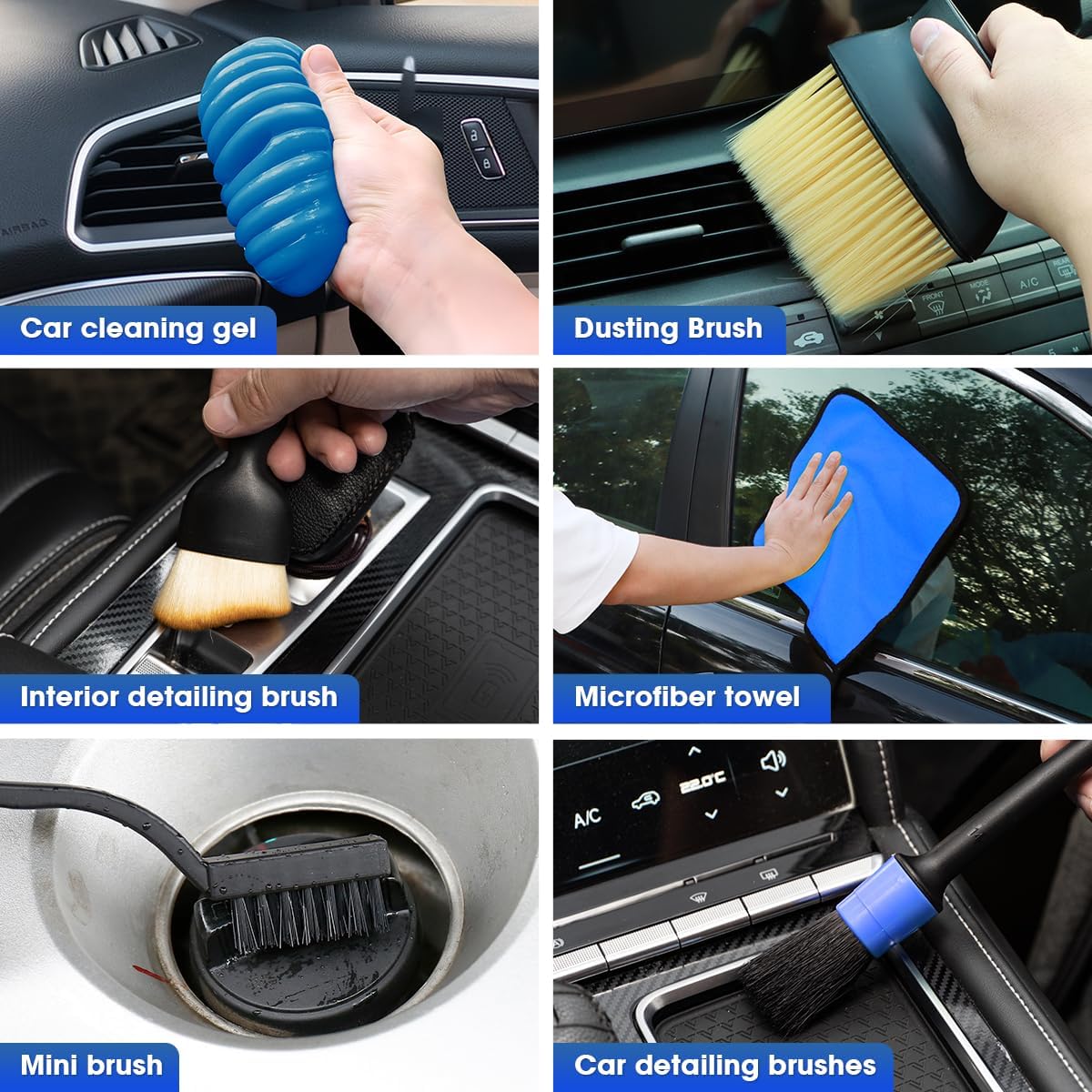 17pcs Car Cleaning Kit, Pink Car Interior Detailing Kit with High Power Handheld Vacuum, Detailing Brush Set, Windshield Cleaner, Cleaning Gel, Complete Auto Accessories for Women Gift