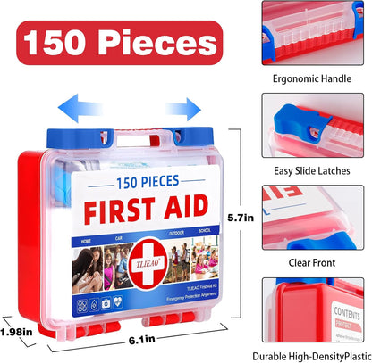 Mini First Aid Kit - 150 Pieces Emergency Medical Kit for Home, Car, Travel, Camping, Truck, Hiking, Sports, Office, Vehicle & Outdoor Emergencies