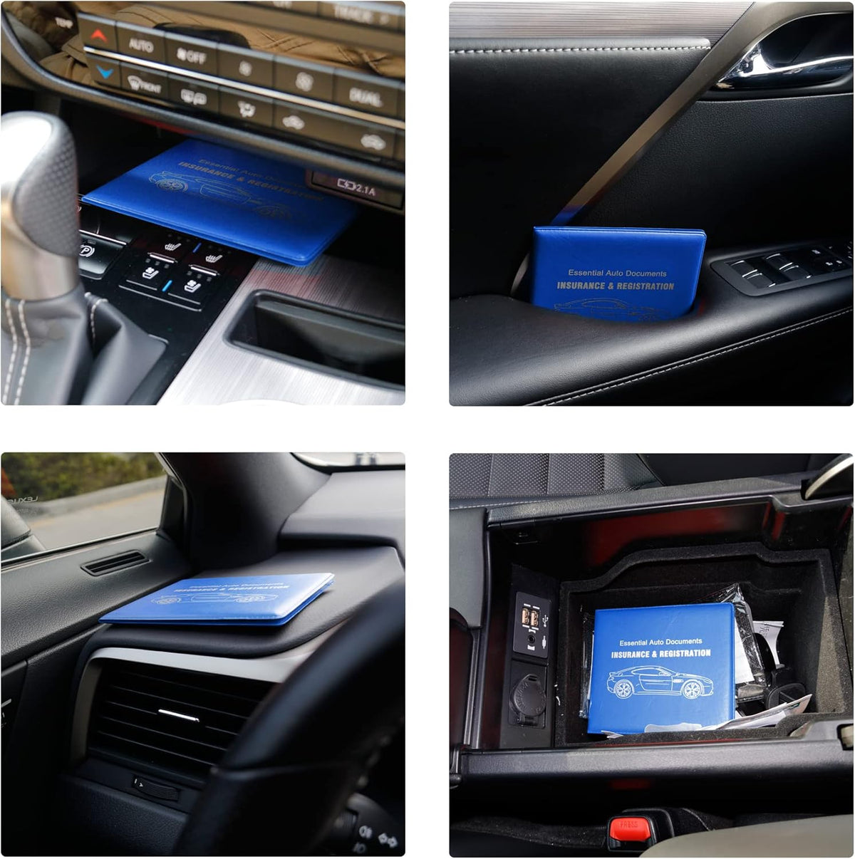 UYYE Car Registration and Insurance Card Holder, Vehicle Glove Box Car Organizer, Interior Car Accessories for Documents, Cards, License - 2 Pack