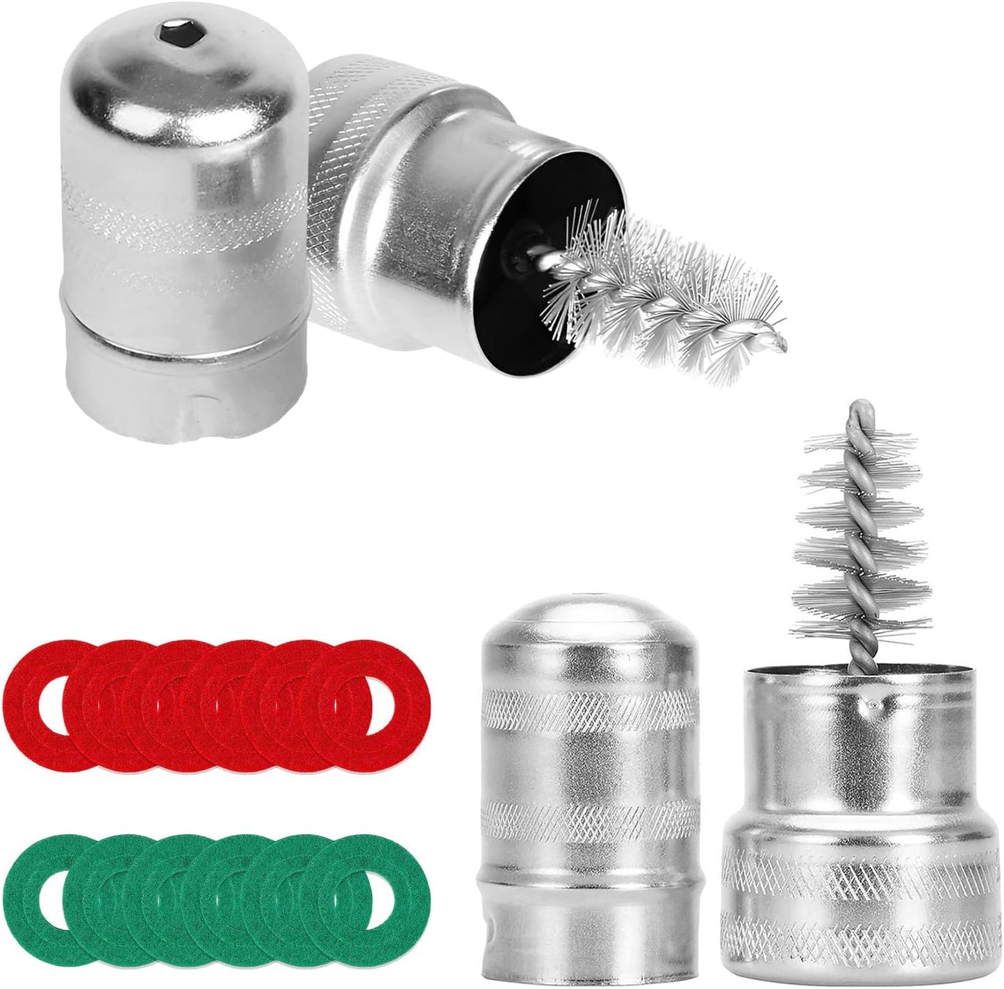 Battery Terminal Cleaner Kit, 2 Metal Battery Cleaning Brushes with 12 Anti-Corrosion Felt Washers, Terminal Post Cleaning Brush Kit Universal for RVs Marines Boats