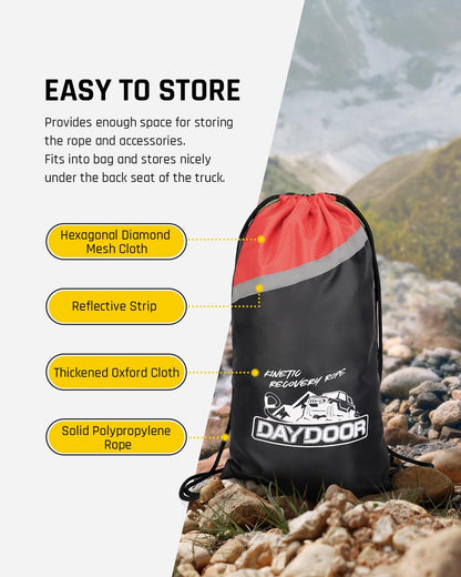 DAYDOOR Recovery Tow Rope Kit with 2 Soft Shackles, 7/16 Inch x 30 ft 31,200 Lbs UHMWPE Tow Strap, Synthetic Towing Rope Recovery Kit for ATV, UTV, SUV, Cars (Gray)